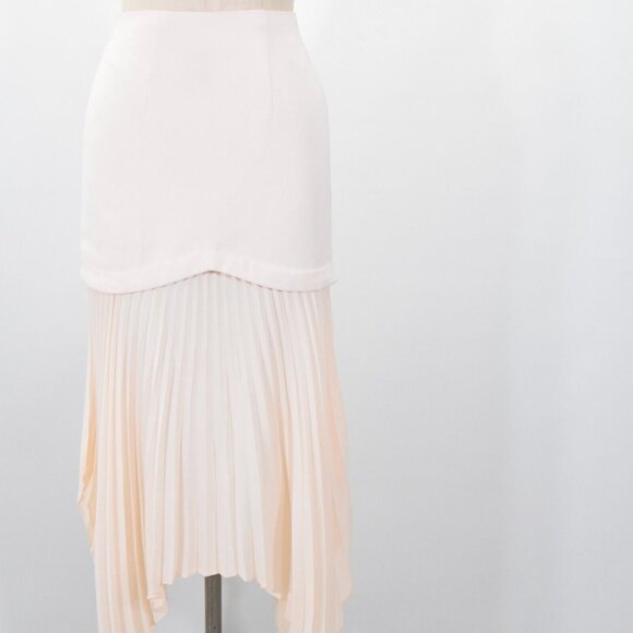 C/MEO COLLECTIVE Cream Ivory Pleated Chiffon Midi Skirt - Picture 4 of 9